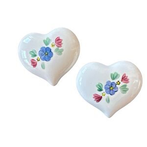 Vintage Homco Lasting Products Inc. Hand-painted Ceramic Heart Wall Plaques Set